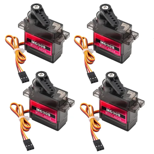 Miniatura 10 de Paquete de 2 micro servomotores MG90S con engranaje de metal 9G para helicóptero, avión, barco, robot inteligente, controles de automóvil