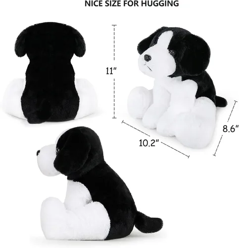 Miniatura 5 de WEIGEDU Peluche de perro pastor Beagle blanco y negro Border Collie, juguetes de peluche para niños y niñas, bebé, cumpleaños, Pascua