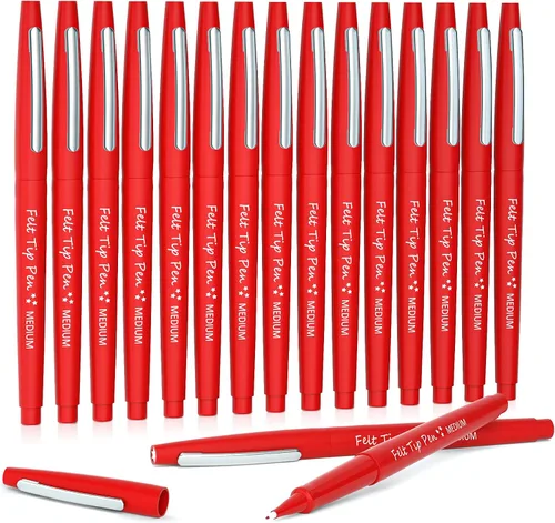 Miniatura 12 de Lelix Bolígrafos de punta de fieltro, paquete negro de 15 unidades, punta media de 0.7mm, marcadores de punta de fieltro para diario, escritura