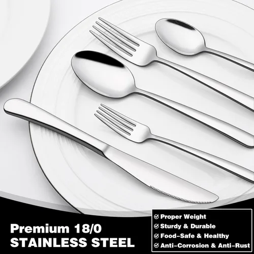 Miniatura 5 de EWFEN - Juego de cubiertos de 40 piezas con organizador, juego de cubiertos de acero inoxidable resistente para 8, vajilla de grado alimenticio