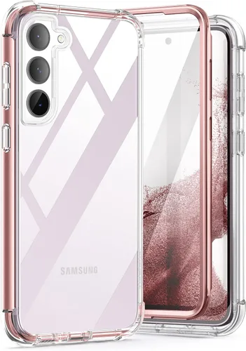 SURITCH Funda transparente para Samsung Galaxy S23+ Plus de 6.6 pulgadas (solo protector de pantalla), [protector de pantalla integrado] carcasa oro