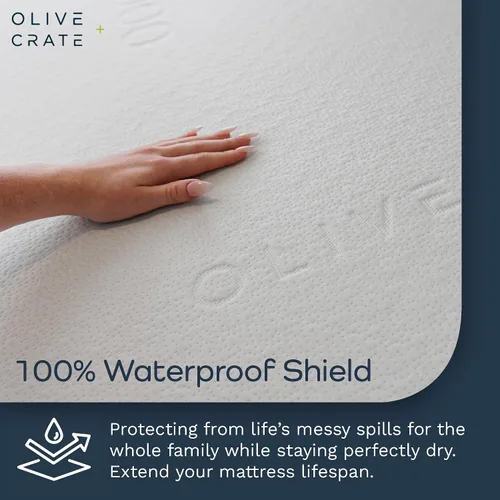 Miniatura 3 de Olive + Crate Protector de colchón de bambú 100% viscosa, funda de colchón de refrigeración ecológica, protección hipoalergénica impermeable