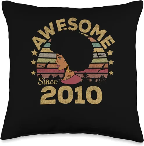Retro Vintage Birthday 2010 Limited Edition Woman and Girl Throw Pillow
