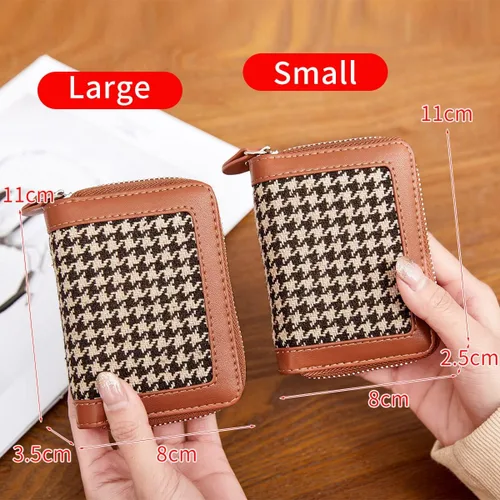 Miniatura 6 de Tarjetero de tarjetas de crédito con cremallera para mujer bloqueo RFID fundas para tarjetas de visita para mujer marrón