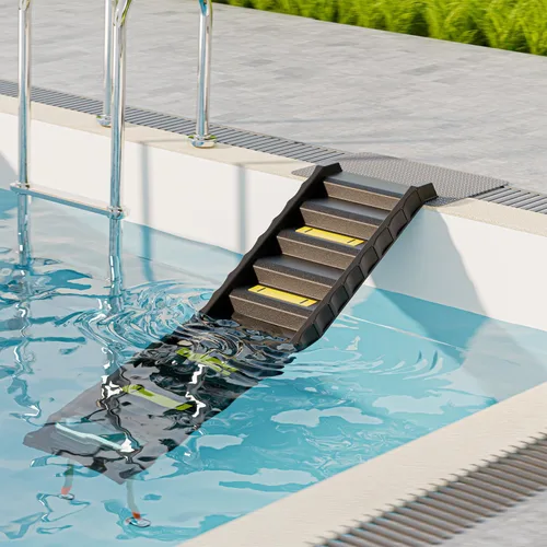 Miniatura 2 de Rampa plegable para piscina para perros con patas de 33 pulgadas para ajuste de altura libre, rampa de agua segura y de fácil acceso para perros