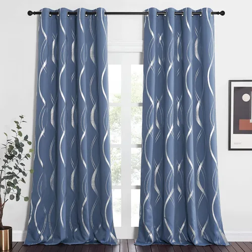 Miniatura 13 de NICETOWN Paneles de Cortinas Opacas para Dormitorio - Tratamiento de Ventanas con Aislamiento Térmico, Ojales Sólidos, Cortinas Opacas con Diseño