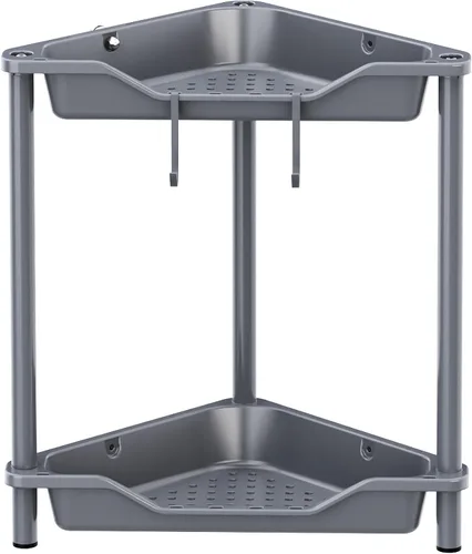 Miniatura 14 de Orimade Organizador de ducha esquinero de 2 niveles resistente a la oxidación, estante de esquina de piso de metal y plástico para baño, negro