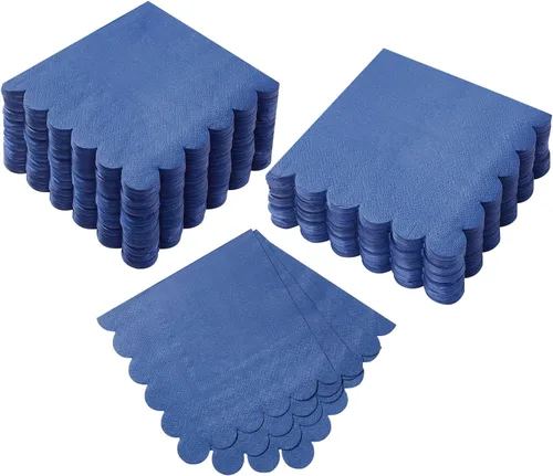 Miniatura 17 de 100 paquete de servilletas de cóctel de 2 capas con borde festoneado, servilletas de postre plegadas de 5 x 5 pulgadas, servilletas desechables