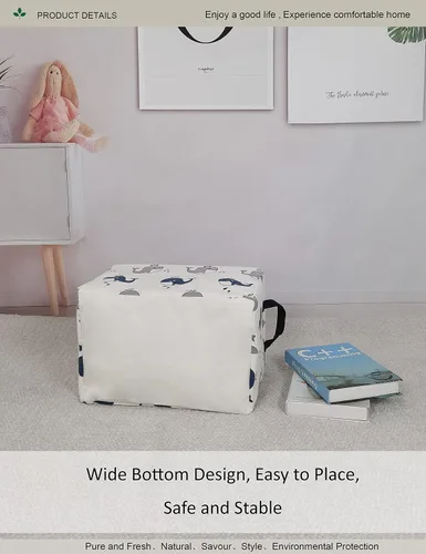 Miniatura 5 de Cesta de lavandería plegable rectangular, canasta de lona, cesta para guardería, adecuada para niños, oficina, dormitorio, ropa, almacenamiento