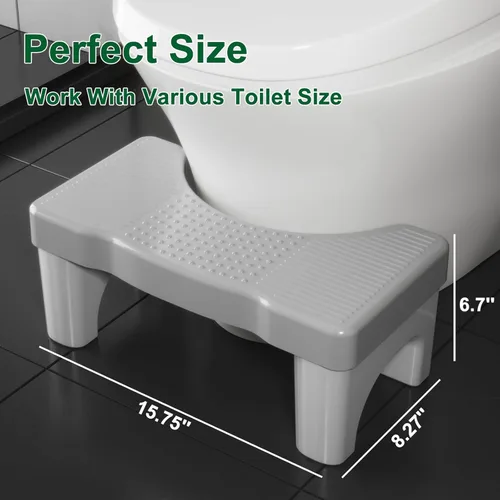 Miniatura 6 de Kzeirm Taburete de Inodoro, Taburete de Paso para Caca para el Baño, Taburete de Pies para Caca de Inodoro para Adultos, Banco de Sentadillas Blanco