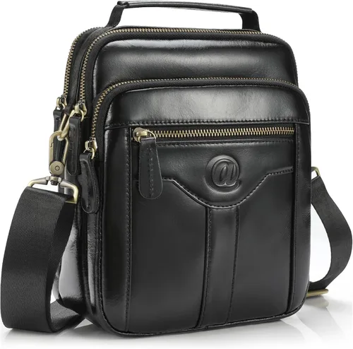 Bolso de mensajero para hombre, bolso de cuero de grano completo para hombre, bolsos de hombro, bolsa cruzada para trabajo y negocios