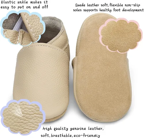 Miniatura 3 de OWLOWLA Zapatos de bebé de suela suave, zapatos de cuna de cuero para primeros pasos, mocasines para bebés, zapatos para niños y niñas