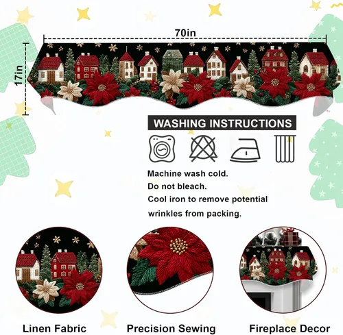 Miniatura 5 de BVBOX Bufanda Decorativa para Repisa de Chimenea Navideña, Cubierta Corredor para Repisa de Chimenea de Navidad e Invierno