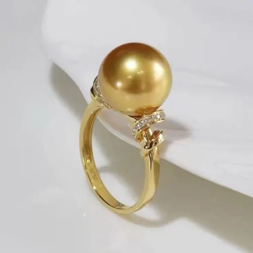 Miniatura 6 de Natural Nanyang anillo de perlas de oro para mujer, 12-13MM AAAA agua dulce 925 plata esterlina anillo de perlas cultivadas anillo de compromiso