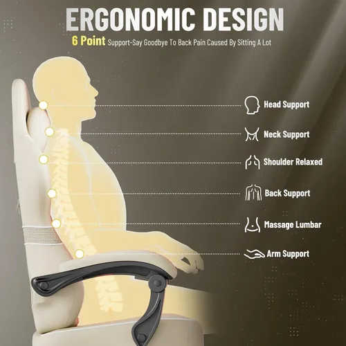 Miniatura 7 de Ferghana Silla ergonómica de cuero para juegos con reposapiés y reposabrazos de acoplamiento, silla de juegos de computadora de respaldo alto