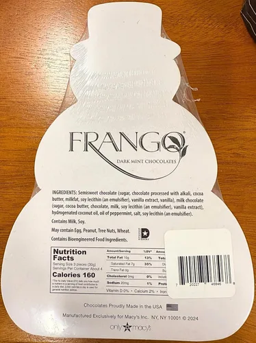Miniatura 2 de Frango Caja de regalo de muñeco de nieve de chocolate de menta oscura - 4.62 oz (130 g) - Chocolate festivo de edición limitada - Trufas clásicas