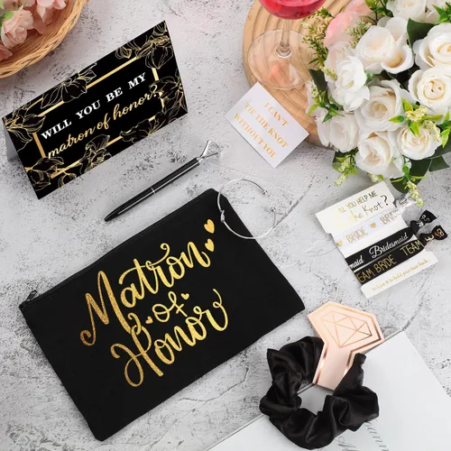 Miniatura 3 de Yexiya Juego de 13 piezas de regalo de caja de propuesta de dama de honor, regalo con texto en inglés "Will You Be My Maid of Honor", de acero