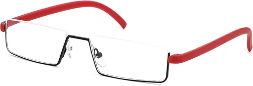 Miniatura 3 de REAVEE Elegantes lentes de lectura de medio marco para mujeres y damas, media lente, ligeros, rectangulares, de metal, portátiles, con estuches