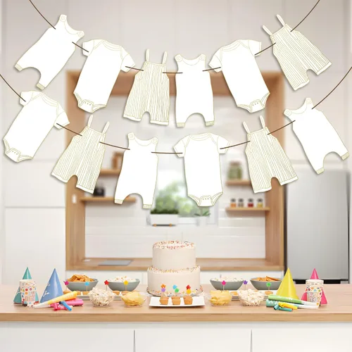 Miniatura 3 de Banderines neutros para baby shower, 12 piezas para decoración de fiesta de bebé (dorado)