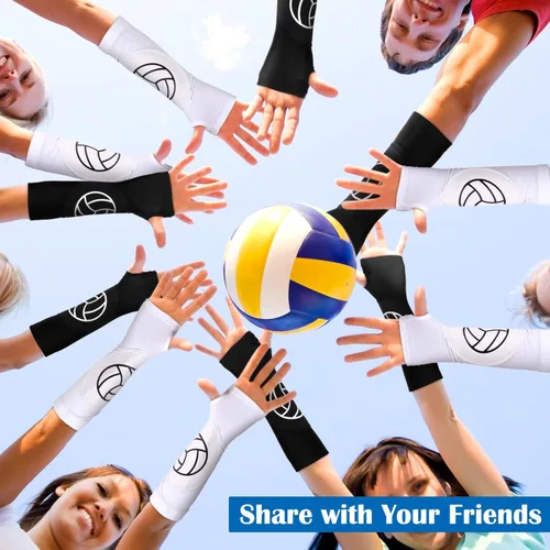 Miniatura 5 de Newcotte 2 pares de mangas de brazo de voleibol, mangas de antebrazo con almohadillas de protección y orificio para el pulgar acolchado, 12 pulgadas