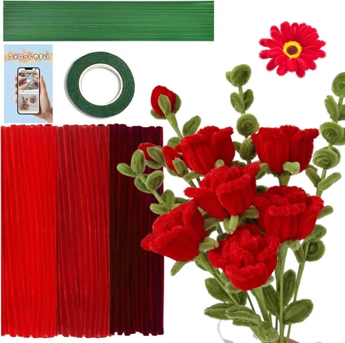 Miniatura 11 de URSDIART 311 piezas de limpiapipas azules para manualidades - Kit de fabricación de flores de tallos de felpilla, alambre grueso y esponjoso