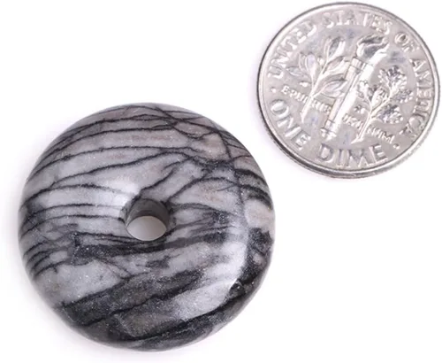 Miniatura 15 de JOE FOREMAN Anillo de cuarzo amatista natural de 1.181 in con colgante de donas circulares para hacer joyas, 1 unidad, Piedra
