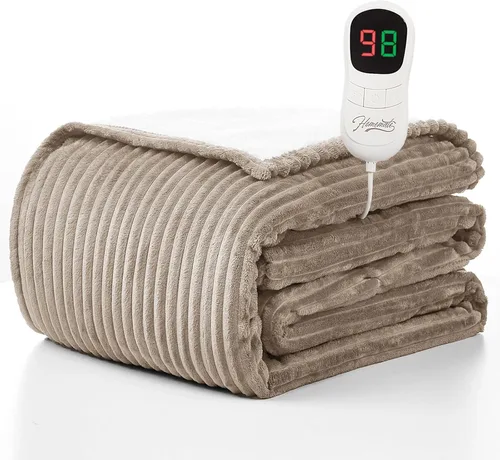 Homemate Manta térmica eléctrica de 50 x 60 pulgadas, manta térmica de 1/2/4/6/8 horas de apagado automático, 10 niveles de calor, protección contra