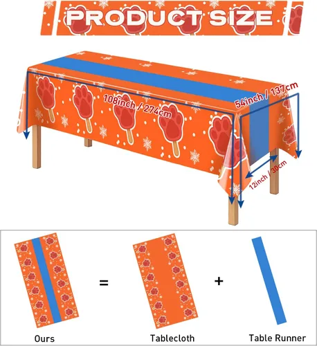 Miniatura 2 de 4 manteles de decoración de fiesta de cumpleaños 2 en 1 con estampado de patas, 54 x 108 pulgadas, mantel de pata de pata, mantel rectangular