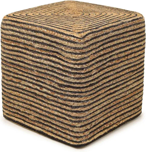 REDEARTH · Puf otomano de pie en forma de cubo - Puf trenzado de yute para sentarse, reposapiés para sala de estar, dormitorio, guardería, patio,