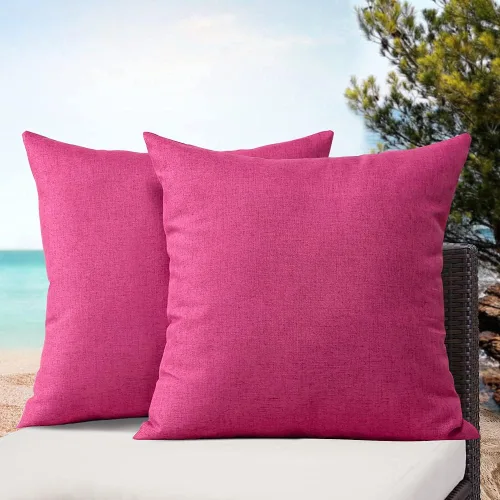 Miniatura 5 de OTOSTAR Paquete de 2 fundas de almohada impermeables para exteriores de 16 x 16 pulgadas, fundas decorativas para cojines cuadradas, para Rosa Hot