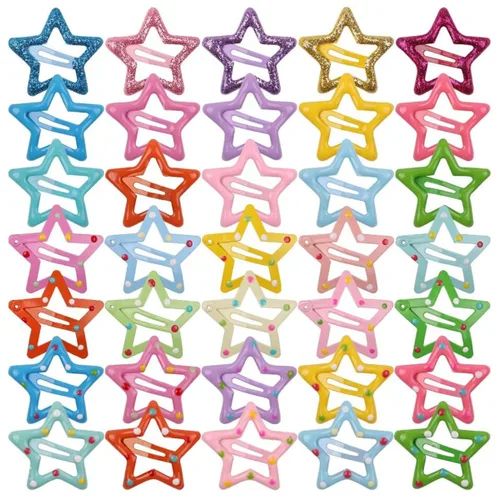 Miniatura 2 de Pinzas para el cabello Y2K de estrellas coloridas para niñas/niños, bonitos pasadores de pelo de estrella, clip de metal a presión, accesorios