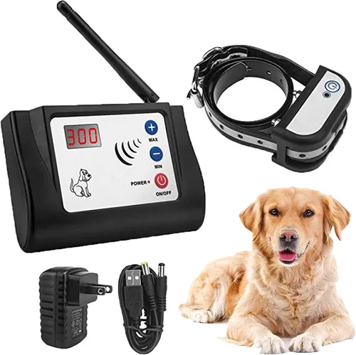 Valla inalámbrica para perros, sistema de contención eléctrico seguro para mascotas, rango de radio ajustable de hasta 990 pies, contenedor de