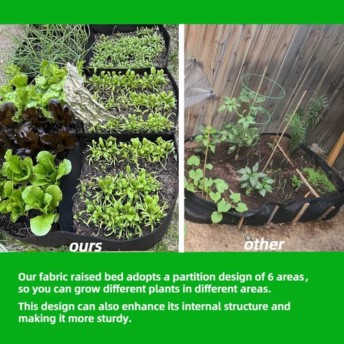 Miniatura 2 de CJGQ Bolsa de cultivo de jardín de tela elevada de 4x2x1 pies para cultivar hierbas, flores y verduras de 55 galones