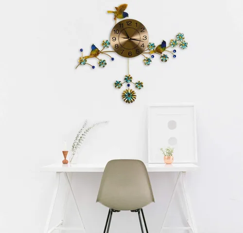Miniatura 3 de Reloj de pared grande de 3 Bluebird Gold con detalles de cristal