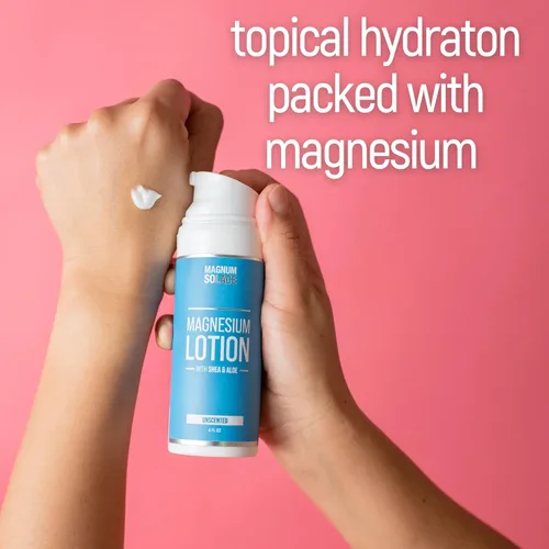 Miniatura 2 de Magnum Solace Loción de magnesio, súper concentrada, fabricada con aloe y karité, para calambres en las piernas, dolores musculares
