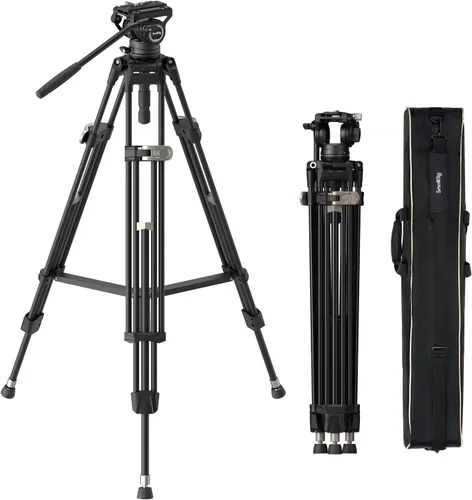 SmallRig AD-80 FreeBlazer - Sistema de trípode de video resistente, 75 pulgadas de alto, cabezal fluido, ajuste de altura de un solo paso, placa QR