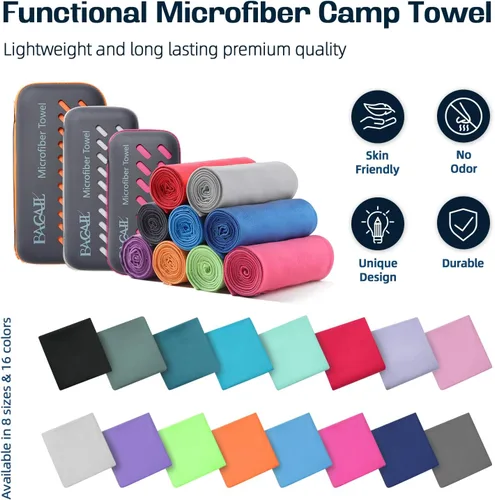Miniatura 2 de BAGAIL - Toalla de camping con funda de EVA, toalla de viaje de microfibra compacta y ultrasuave, toalla de viaje súper absorbente y ligera