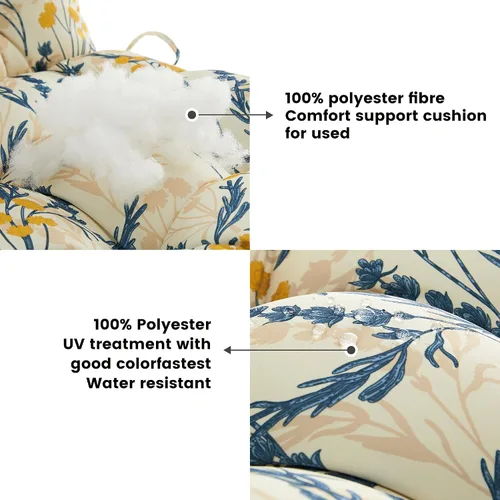 Miniatura 3 de ARTPLAN Cojines para silla de exterior y respaldo bajo, 40 x 20 x 4 pulgadas, cojín de mimbre grueso copetudo para patio exterior con lazos