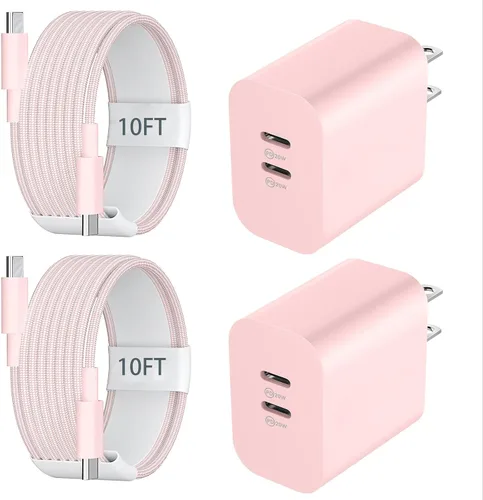 Miniatura 9 de Cargador para teléfono 15/16/17 Pro Max de carga rápida, bloque de carga USB C de doble puerto de 20 W con cable de carga USB C a C de 6.6 pies