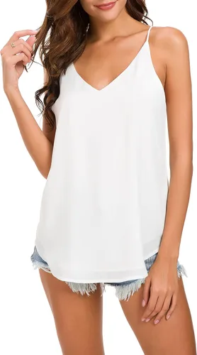 Miniatura 4 de Camiseta de chifón con tirantes delgados ajustables y cuello en V
