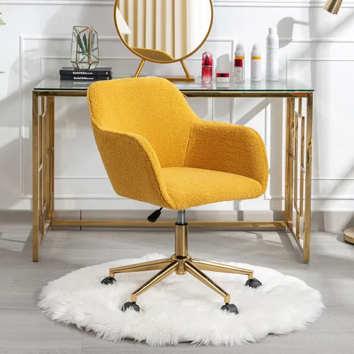 Miniatura 11 de Silla de oficina en casa, silla de escritorio peluda, silla de tocador tapizada y esponjosa, silla de trabajo moderna, silla giratoria ajustable