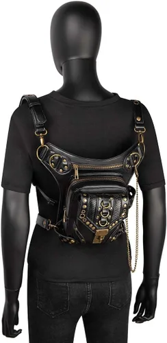 Miniatura 6 de Halloween Steampunk Retro Motocicleta Señora Bolsa Rock Gótico Hombro Riñonera Bolsas (K)
