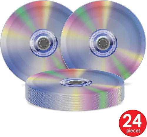 Miniatura 3 de Beistle Platos de papel CD de 24 piezas de vajilla retro de los años 90 para suministros de fiesta temática de los años 90, celebrando contigo desde