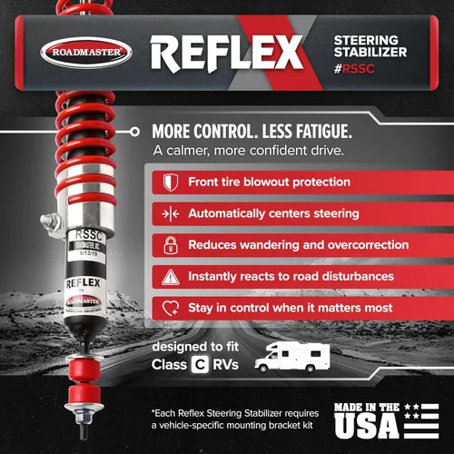 Miniatura 2 de Roadmaster Estabilizador de dirección RSSA Reflex compatible con autocaravanas Cutaway y clase A Requiere kit de montaje RBK