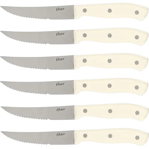 Miniatura 3 de Oster Evansville - Juego de cuchillos de cocina de 14 piezas, acero inoxidable con asas blancas de lino - Cuchillos para cocina Lino Blanco