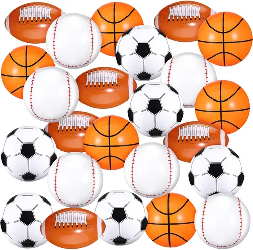 Miniatura 11 de Sosation 8 piezas de pelotas inflables deportivas de 16 pulgadas, pelota de playa inflable, 4 estilos de pelotas de decoración para fiestas