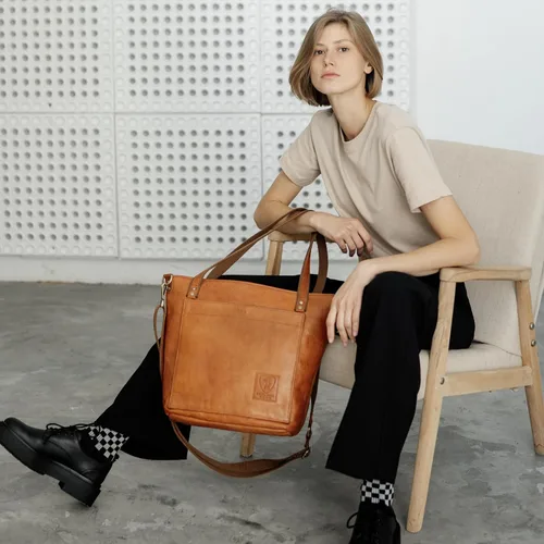 Miniatura 2 de BERLINER BAGS Bolso tote vintage de cuero genuino Verona, bolso de mano, comprador grande, bolsa de trabajo para mujer