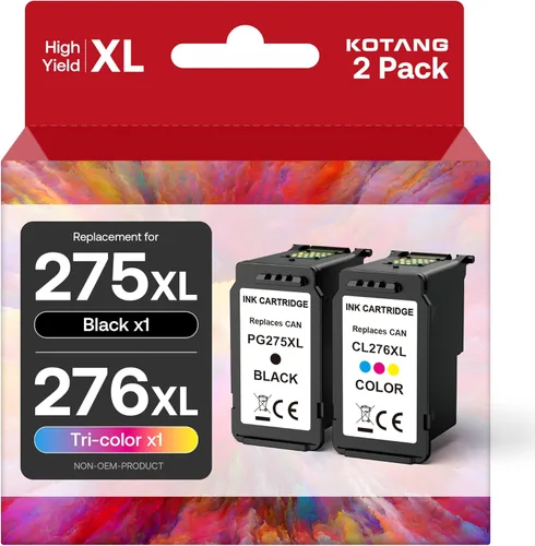 PG-275XL CL-276XL - Repuesto de tinta para cartuchos de tinta Canon 275 y 276 XL remanufacturados 275 276 XL, funciona con TS3722 TR4720 TS3700