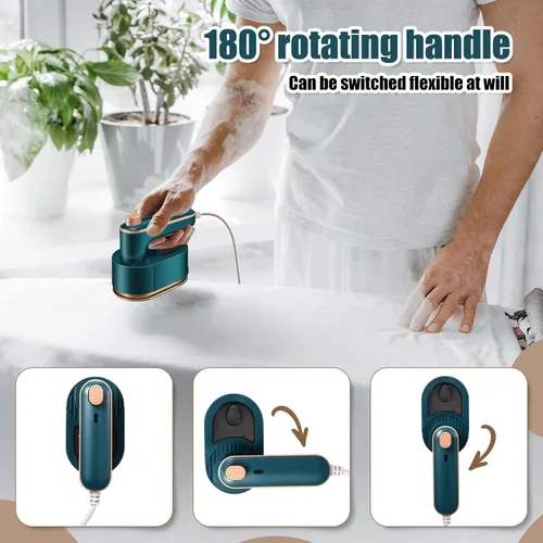 Miniatura 4 de Mini plancha de viaje portátil para ropa, vaporizador de viaje 3 en 1, plancha de mano giratoria de 180°, máquina portátil de tamaño pequeño