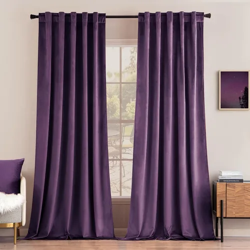 Miniatura 60 de MIULEE Cortinas de terciopelo de 84 pulgadas de largo, juego de 2 paneles para dormitorio, con pestaña trasera plisada, de lujo, aislamiento